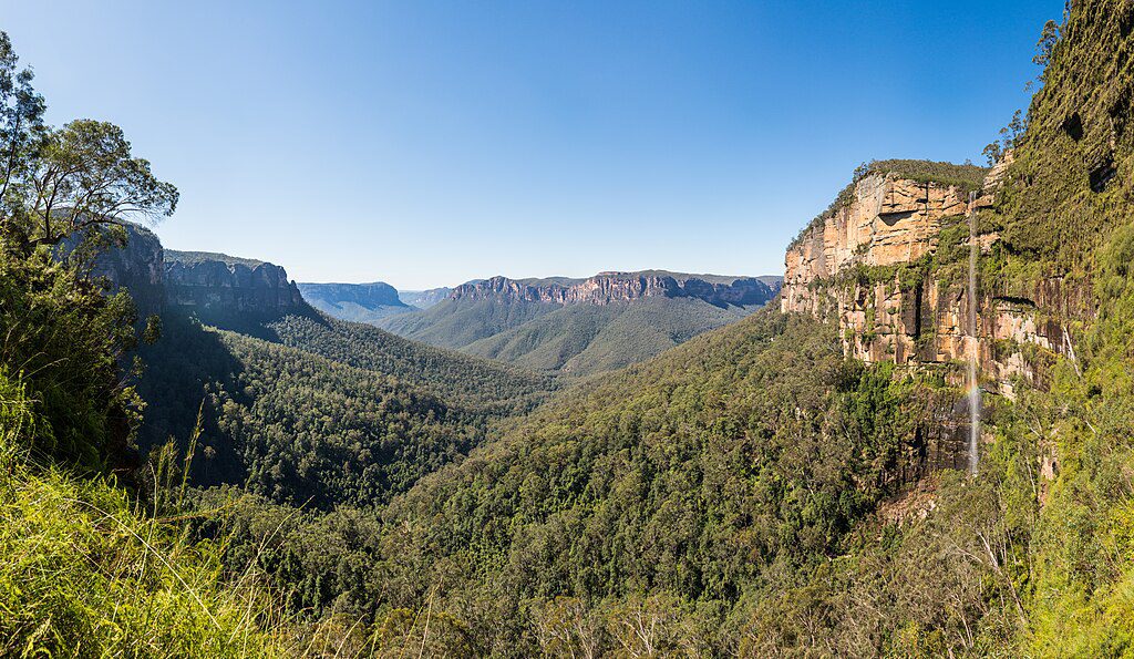 Blue Mountains, Australia || Tall sandstone cliffs above eucalyptus forests || https://www.thecrag.com/en/climbing/australia/blue-mountains